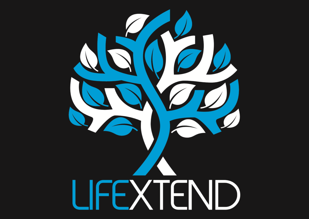 Logo de Lifextend en couleur sur fond noir en 300 dpi
